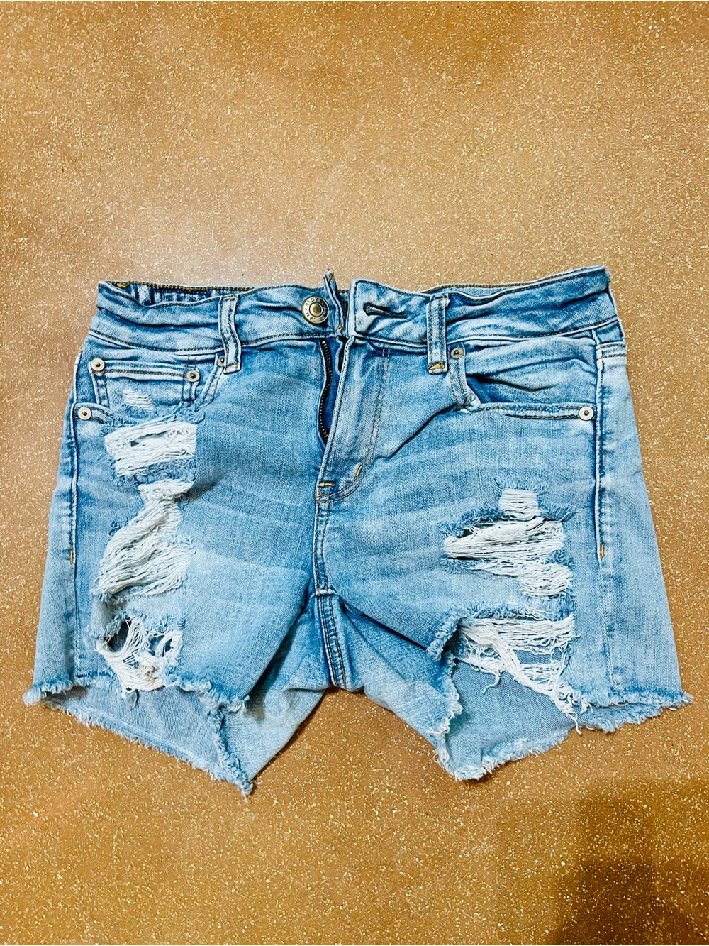 American Eagle Outfitters Light Blue Distressed Denim Shorts